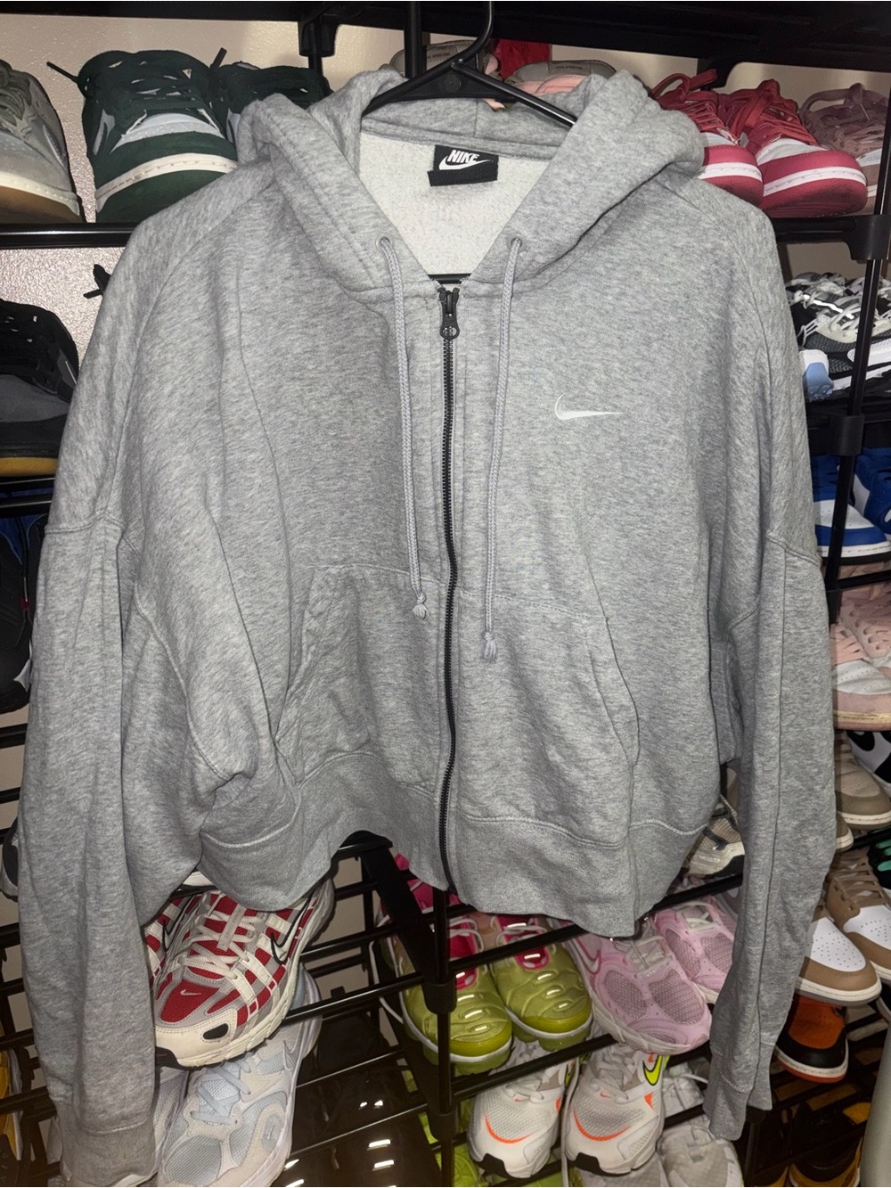 Nike Women's Light Gray Full-Zip Hooded Jacket